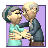 Elderly Couple Kissing 